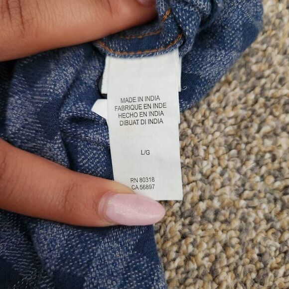 Lucky Brand Casual Shirt Men's Large Blue Plaid Long Sleeve Button Pockets Flann - Picture 4 of 6